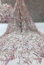 Модная вышитая блестками французская тянущаяся сетчатая ткань/женское вечернее платье/кружевная ткань с блестками для свадебных платьев 2024 - купить недорого