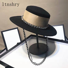 Women Wool Top hat Ribbon Fedora Hat Gentleman Elegant Lady Winter Autumn Wide Brim Panama Sombrero Cap gorros mujer invierno 2024 - buy cheap