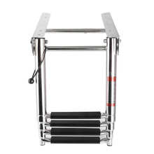 Boat Ladder 4‑Step Deck Ladder Folding Telescopic Boat Stair Pedal 316 Stainless Steel W/Retaining Rope Boat Ladder 4 Step 2024 - buy cheap