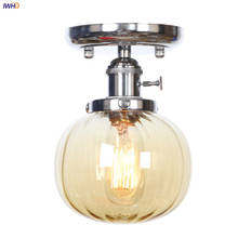 IWHD скандинавский стиль, Янтарный стеклянный шар, потолочные лампы для гостиной, прохода, кухни, плафон, плафон, светодиодное потолочное освещение, Lampara Techo 2024 - купить недорого