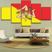 Modern Canvas Wall Art Picture HD Print Posters Home Decorative Living Room 5 Pieces Flag of Sicily Paintings Modular Framework 2024 - buy cheap