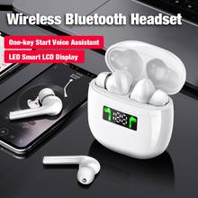 Fone de ouvido sem fio tws bluetooth 5.0, headset intra-auricular esportivo com microfone para smartphone, preto branco, masculino e feminino 2024 - compre barato