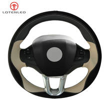 LQTENLEO Black Suede White Black Leather DIY Hand-stitched Car Steering Wheel Cover For Peugeot 208 Peugeot 2008 Peugeot  308S 2024 - buy cheap