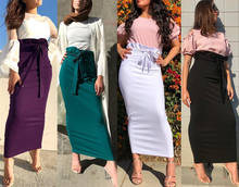 Muslim Women Long Pencil Skirt Cotton Maxi Islamic Bodycon Slim High Waist Stretch Long Muslim Half Dress Maxi Arab 2024 - buy cheap