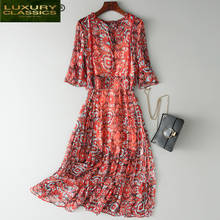 Silk Real Vintage Summer Dress Women Spring Clothes 2021 Korean Elegant Ruffles Floral Vestidos Beach Boho Party Dress 88 2024 - buy cheap