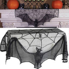 Halloween Black Lace Spiderweb Fireplace Mantle Scarf Cover Table Cloth Home Decoration Party Supplies 2024 - buy cheap