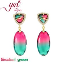 Women Wedding Earrings Sweet Pink Dangle Earrings Advanced K9 Crystal Luxury Earrings For women Fashion Jewelry Wholesale 2024 - buy cheap