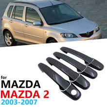 Conjunto de acabamento de maçanetas, de fibra de carbono, preto, para mazda 2, demio dy, mazda2 2003 ~ 2007, acessórios de carro, adesivo, estilo 2004, 2005 2024 - compre barato