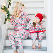 2020 natal pijamas natal veados floco de neve impresso família roupas combinando pai-filho conjuntos bebê pai pai mãe casa pijamas ternos 2024 - compre barato