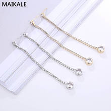 MAIKALE Simple Copper Rhinestone Stud Earrings Round Gold  Long Earrings Tassel Pendant Korean Earrings For Women To Gift 2024 - buy cheap