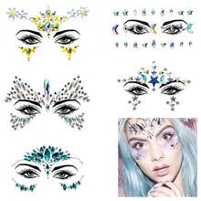 Flash Fashion Face Jewels Sticker, apliques de diamantes de imitación brillantes, cristal temporal, tatuaje, Festival, fiesta, Strass 2024 - compra barato