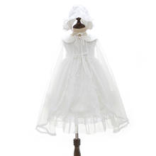 3pcs Long White Baby Girl Dress&Cape Birthday Cotton Vintage Weddings Vestido Christening Gowns 0-24Month Baby Clothes OBF204005 2024 - купить недорого