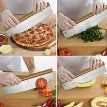 Stainless Steel Rocking Pizza Cutter Blade Dough Scraper Chopper Slicer Knife Wood Handle For Bread Pizza Cake Baking Kitchen 2024 - buy cheap
