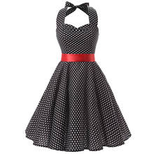 Halter 50s Vintage Dress Cotton Black Red Pink Women Summer 50s Swing Polka Dots Casual Party Dresses VD0080 2024 - buy cheap