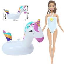 1 branco maiôs + 1 natação mini lifebooy fantasia cavalo animal forma praia acessórios de banho roupas para barbie boneca 2024 - compre barato