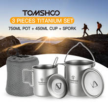 TOMSHOO 3Pcs Set Titanium Pot Water Mug Cup Lightweight Mug with Folding Spork Outdoor Camping Pot Cooking Pots Picnic Hang Pot 2024 - buy cheap