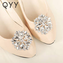 Qyy moda feminina sapato fivela flor cristal austríaco acessórios de sapato nupcial jóias casamento sapato clipes para presentes da noiva 2024 - compre barato