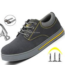 Zapatos de seguridad con punta de acero para hombre, botas de seguridad para construcción, transpirables, calzado de trabajo ligero a prueba de perforaciones 2024 - compra barato