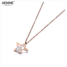AENINE офисное ожерелье с кулоном в виде звезды из нержавеющей стали с кубическим цирконием, ювелирные изделия из розового золота, чокеры, ожерелье для женщин и девочек AN19013 2024 - купить недорого