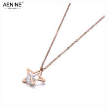 Aenine colar pingente estrela zircônia cúbica, de aço inoxidável, joias, ouro rosa, colar chocadeira para mulheres, meninas an19013 2024 - compre barato