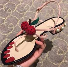 Moraima snc moda flip flop sandálias sexy cerejeira decorações tornozelo cinta gladiador sapatos pérolas frisado bohemia estilo sapato 2024 - compre barato