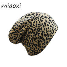 Miaoxi-gorro de algodón con estampado de leopardo para mujer, Gorros cálidos de doble uso, de marca, para otoño 2024 - compra barato