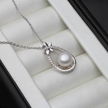 Wedding 925 Sterling Silver Jewelry Flower For Women White Black Natural Freshwater Pearl Pendant Necklace Chain Gift 2024 - купить недорого