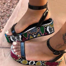 Sapatos confortáveis ​​Plano Plataforma Mulheres Ankle Strap Sandals Senhoras mistura de cores femininas Mulher Moda Verão Calçado Plus Size 43 2024 - compre barato