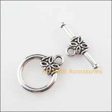 16 New Connectors Necklace Flower Round Circle Toggle Clasps Tibetan Silver 2024 - buy cheap