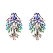 2020 Fashion Full Crystal Rhinestone Leaf Earrings Women Korean Cute Small Drop Earrings Female Vintage ZA Earrings Jewelry girl 2024 - buy cheap
