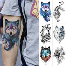 Waterproof Temporary Tattoo Sticker Fox Wolf Tiger Lion Flash Tattoos Moon Planet Body Art Arm Water Transfer Fake Tatoo Men 2024 - buy cheap