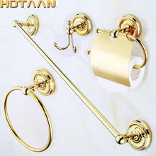 Free shipping,solid brass GOLD Bathroom Accessories Set,Robe hook,Paper Holder,Towel Bar,Soap basket,bathroom sets,YT-12200G-A 2024 - buy cheap