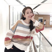 Winter Striped Knitted Women Sweaters And Long Sleeve O-neck Casual Pullovers Sueter Mujer Tops Korean Kawaii Jumper 2024 - buy cheap