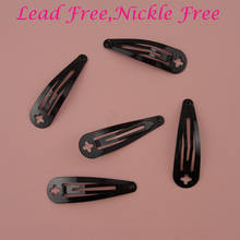 50PCS Black 5.0cm 2" plain Tear shape Metal Snap Clip with Cross hole for DIY Hair bow accessories at lead free and nickle free 2024 - buy cheap