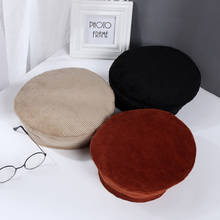 Chapéus de boina estilo harajuku, cotelê, estilo vintage, para mulheres e meninas, para o outono e inverno, bordado, boné octagonal 2024 - compre barato