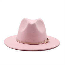 Женская фетровая шляпа из искусственной шерсти, зимние женские фетровые шляпы, Мужская модная белая розовая шляпа, джазовая шляпа, фетровые шляпы, оптовая продажа 2024 - купить недорого