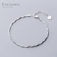 Coluswei pulseira clássica de prata esterlina 925, bracelete de osso de cobra de camada dupla delicada simples e delicada, joia fina para casamento 2024 - compre barato