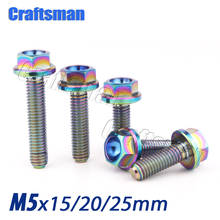 1Pcs Titanium Alloy Bolts M5 x 15 20 25mm Rainbow Color Flange Head Screws for Motorcycle Bicycle Brake Fixing Screw Grade 5 Ti 2024 - buy cheap