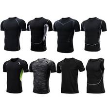 Male Running T-shirt Compression Fitness Workout Shirts Gym Quick Dry Sports Print Short Sleeves Training 2019 Men Gym T-shirts 2024 - buy cheap