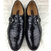 Tênis de couro de crocodilo com fivela de pele de crocodilo genuíno, sapatos sociais para homens de negócios, sapatos masculinos de oxford 100% feitos à mão 2024 - compre barato