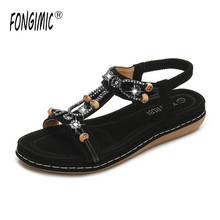 Women's Bohemian Sandals Women's Casual New Large Size Word with Round Head Flat Bottom Beach Sandals Women Women Sandals  Shoe 2024 - купить недорого