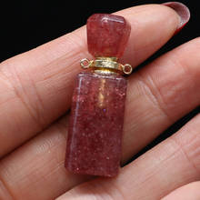 Natural Stone Perfume Bottle Essential Oil Diffuser Connectors Charms Strawberry Quartzs Women Necklace Accessories Size 13x33mm 2024 - buy cheap