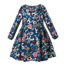 Vestido estampado de manga larga para niña, ropa de algodón de manga larga para niño, ropa floral para niño 2-8 2024 - compra barato