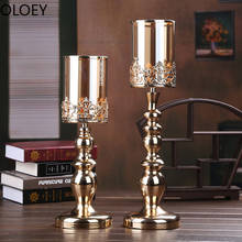 Luxury Gold Candle Holder for Dining Tabl Retro European Candlestick Hanging Glass Romantic Wedding Centerpiece Tea Light Holder 2024 - buy cheap