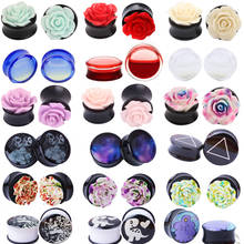 1pair Acrylic Plugs And Tunnels Ear Plugs Flower Hollow Tunnel Plug 8mm-25mm Ear Gauges Expander Stretcher Piercing Jewelry 2024 - buy cheap