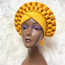 Diadema de gele nigeriano con cuentas, ya hecha, turbante de estilo africano aso ebi gele aso oke, con beads-AC30 2024 - compra barato