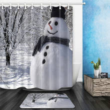 Conjunto de cortinas de neve para banheiro, divertido, decoração de banheiro, para pendurar, tapete de flanela 2024 - compre barato