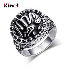 Kinel Hot Black Men Ring Ancient Silver Color Punk Religions Crystal Rings For Women Vintage Jewelry Wholesale 2019 New 2024 - buy cheap