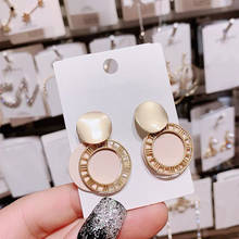 New Korean Statement Earrings Vintage Matte Drop Earrings For Women Metal Fashion Statement Dangle Earring 2021 Trend Jewelry 2022 - buy cheap