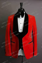 2020 Latest Coat Pant Designs Red Velvet Blazer Men Suit Slim Fit 3 Pieces Men Wedding Suits Groom Party Tuxedos With Pants 2024 - buy cheap